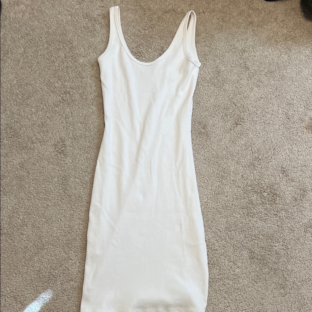 perfectwhitetee white ribbed Midi Dress
